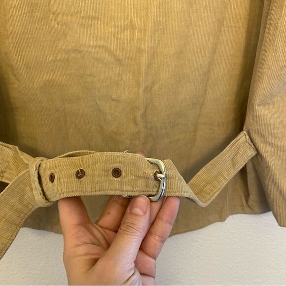 Tan Brown vintage corduroy wood button up character costume vest handmade L - Picture 5 of 6